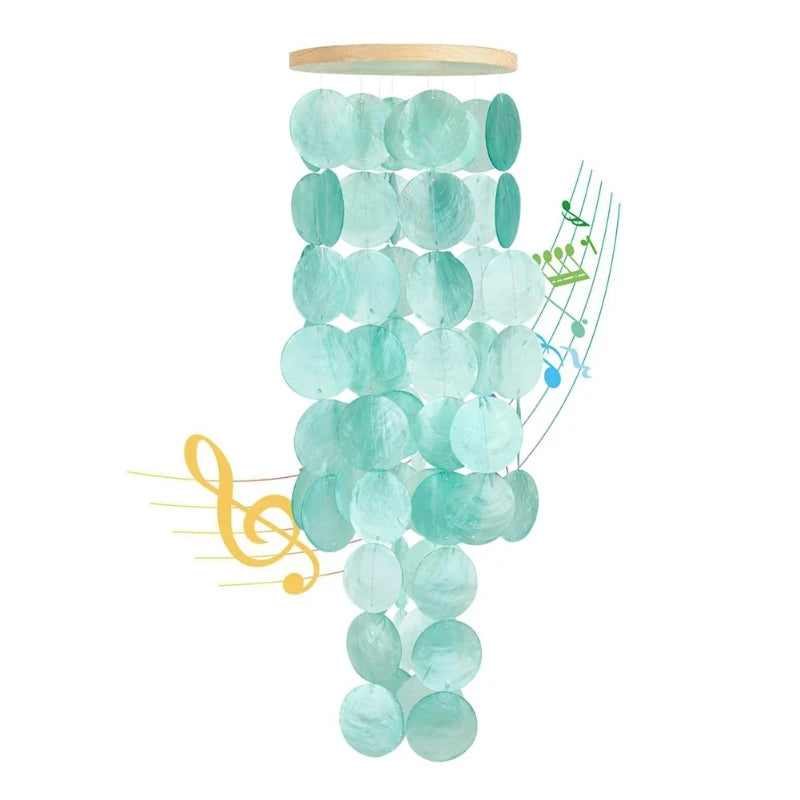 mobile musical wind chimes disques texturés turquoise vert clair zenextérieur jardin balcon