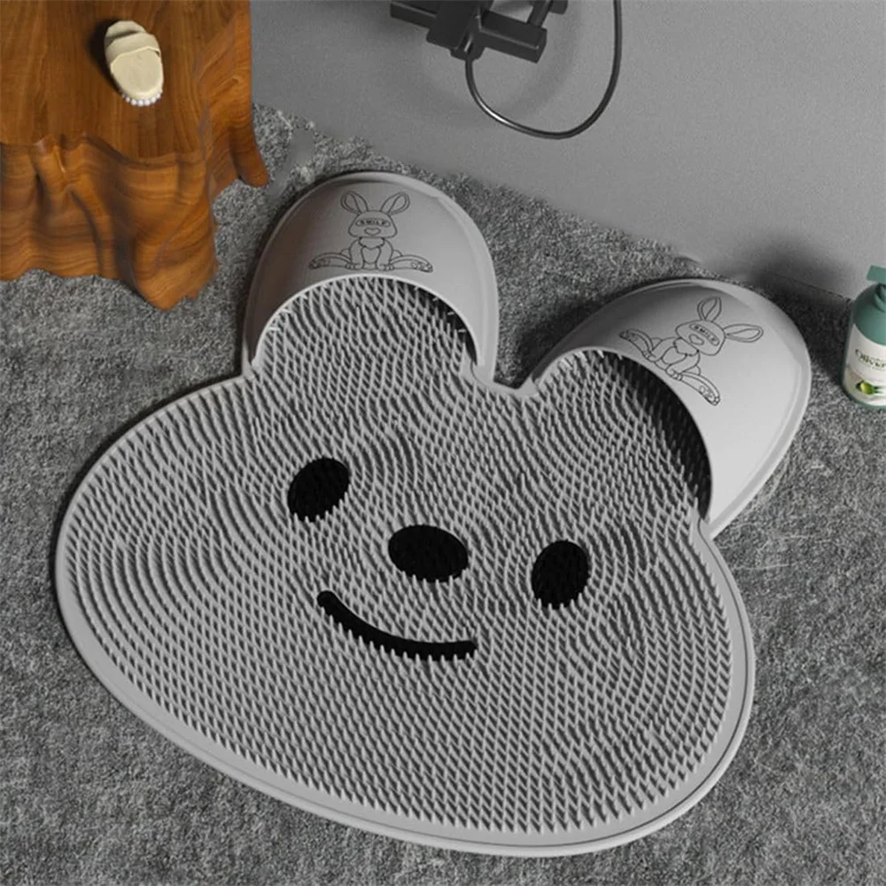 tapis bain antidérapant texturé motif sourire lapin ventouses adhésion bain douche exfoliation massage pieds