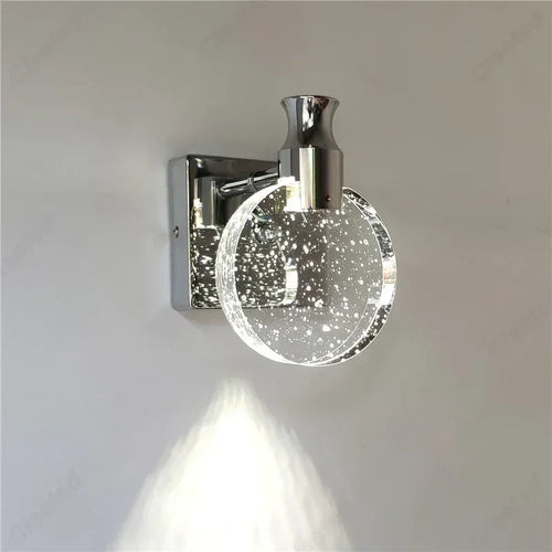 lampe murale moderne or transparent paillettes dorées led 13cm 16cm