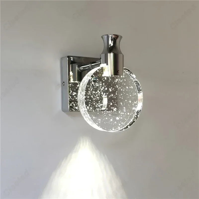 lampe murale moderne or transparent paillettes dorées led 13cm 16cm