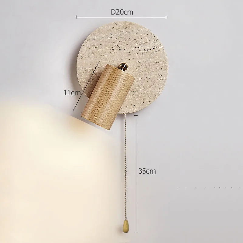 lampe murale moderne minimaliste marron beige texture marbrée fixée cordon interrupteur chambre coucher étude