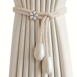 ruban rideaux blanc tissé noeuds décoratifs classique élégant anneau métallique decoration maison