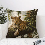 housse coussin moderne imprimé léopard feuilles polyester 45x45cm salon chambre