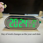 horloge numérique moderne écran led blanc noir vert compact rechargeable alarmes snooze acoustic control