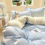 Housse de couette bleue nordique avec fermeture éclair sur un lit