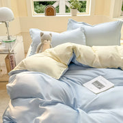 Housse de couette bleue nordique avec fermeture éclair, ensemble literie Queen Size pour chambre
