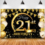 Bannière anniversaire noir et or pour stand photo