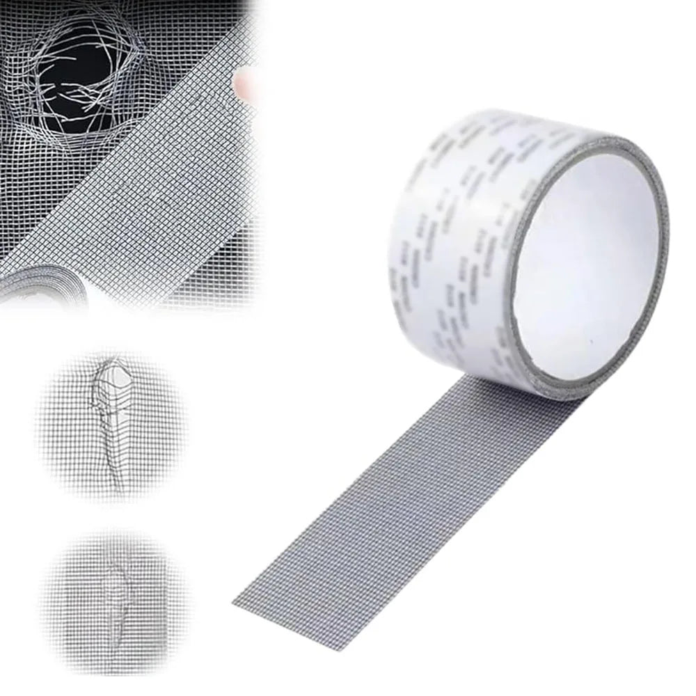 ruban réparation moustiquaire adhésif gris blanc maille fine fenêtre utilitaire 5cm largeur 5m longueur