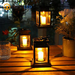 lanterne solaire décorative vintage rustique lumière jaune imitation flamme bougieextérieur ambiance camping jardin decoration