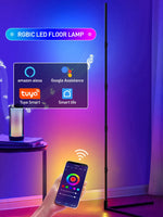 lampe sol led moderne noire pieds haute intensité réglable télécommande