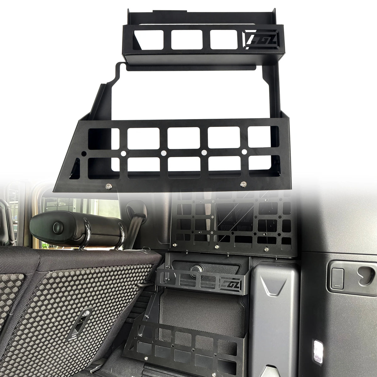 organisateur rangement métal perforé jeep wrangler noir orange réversible utilitaire fixations vis montées