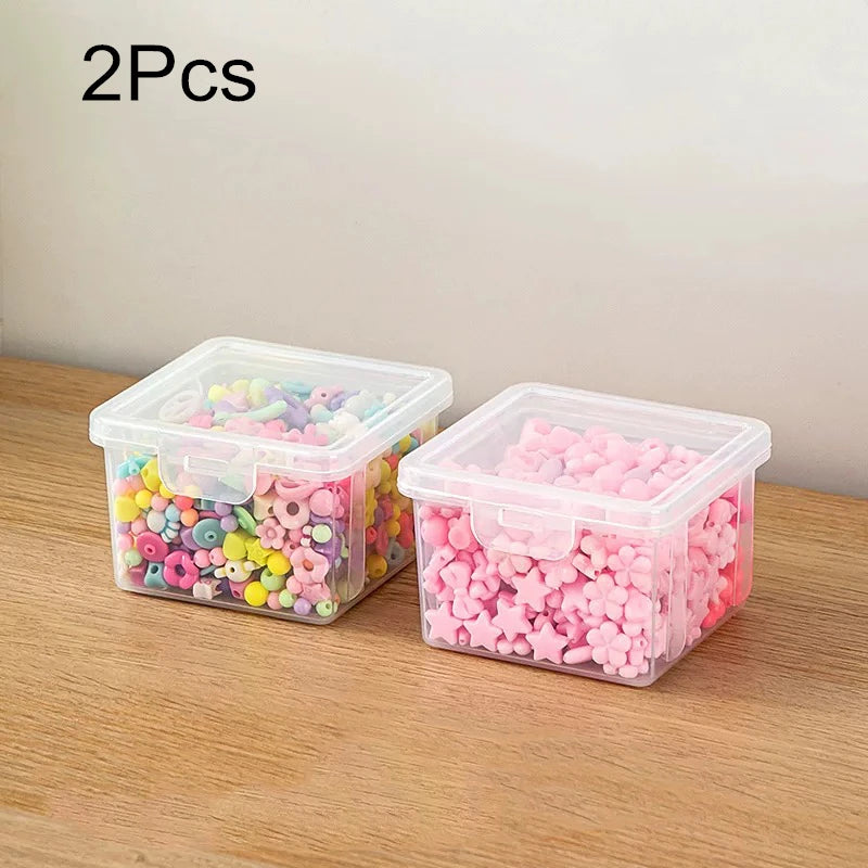 boîtes rangement transparentes modernes poignées vis fil rubans adhésifs organisation artisanale DIY