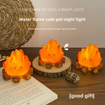 lampe table créative feux orange brun tronc d'arbre visage mignon adhésif festive