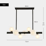 suspension lumineuse moderne or blanc boules translucides chaines interrupteur tactile