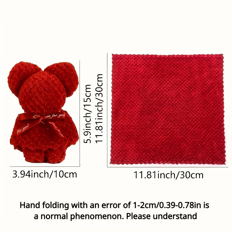 serviettes ours peluche tissu texturé sacs transparents couleurs variées cadeau mariage anniversaire 10 ensembles