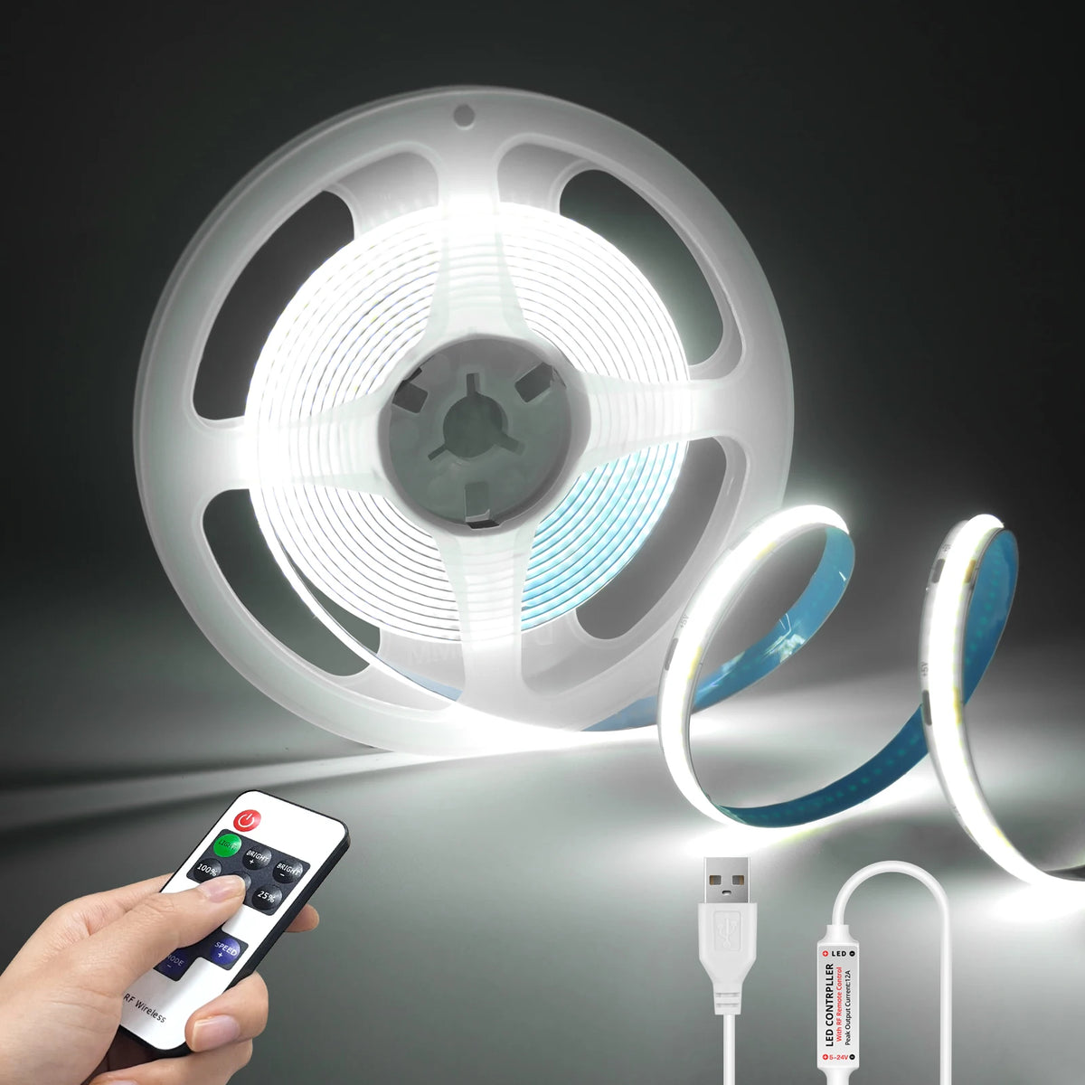 ruban led blanc adhésif 5v 3000k télécommande 249lm 10000h moderneintérieur