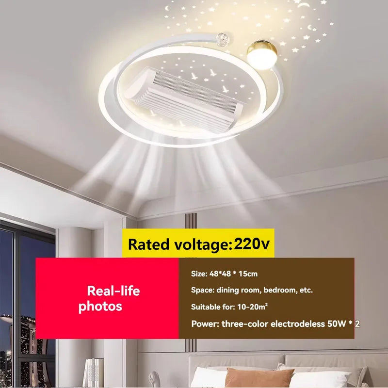 ventilateur moderne led noir blanc doré lumineux salon chambre étude entrée