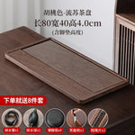 plateau thé bois bambou moderne lignes verticales marron foncé tasses théière salon chambre