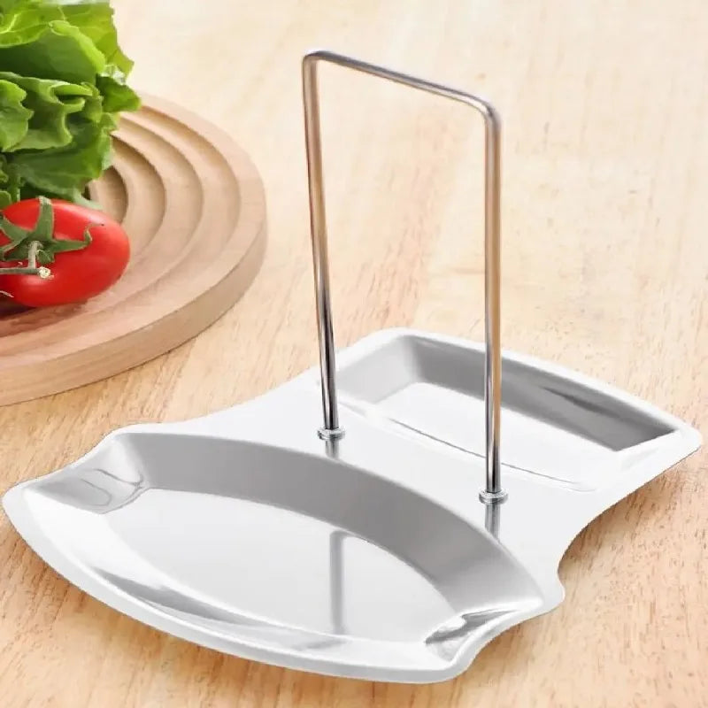 support cuisine réutilisable acier inoxydable moderne couvercle transparent verre ustensiles rangement minimaliste
