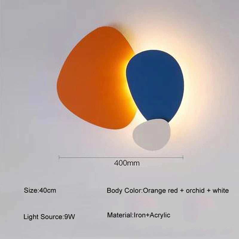 lampe murale moderne abstraite orange noir blanc violet fixée mur minimaliste