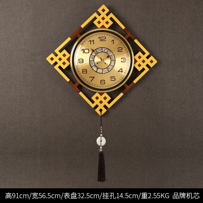 horloge murale or noir motif géométrique tissu classique tassel moderne