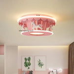 lampe enfantine rose carrousel chevaux blancs moderne éclairage chambre enfants interrupteur bouton LED