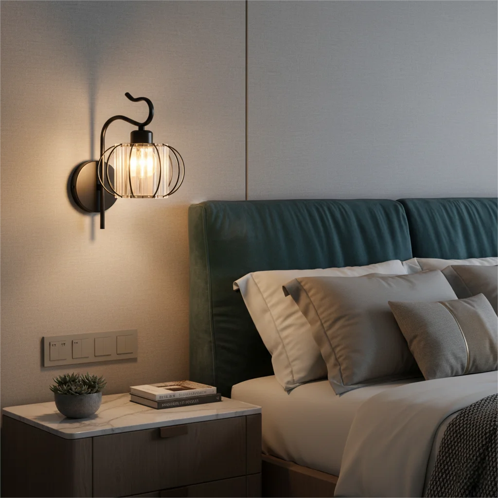 lampe murale moderne led noir fixation décoration intérieure sans motif opaquet