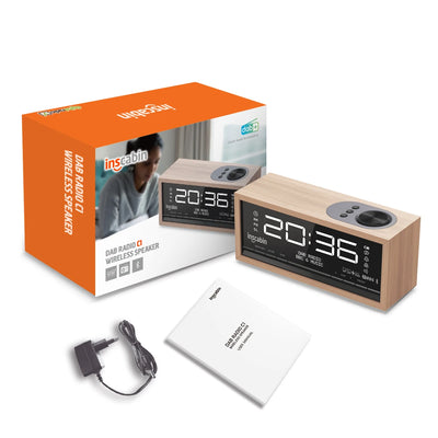 Réveil radio numérique DAB+ FM Bluetooth design orange sur table de chevet