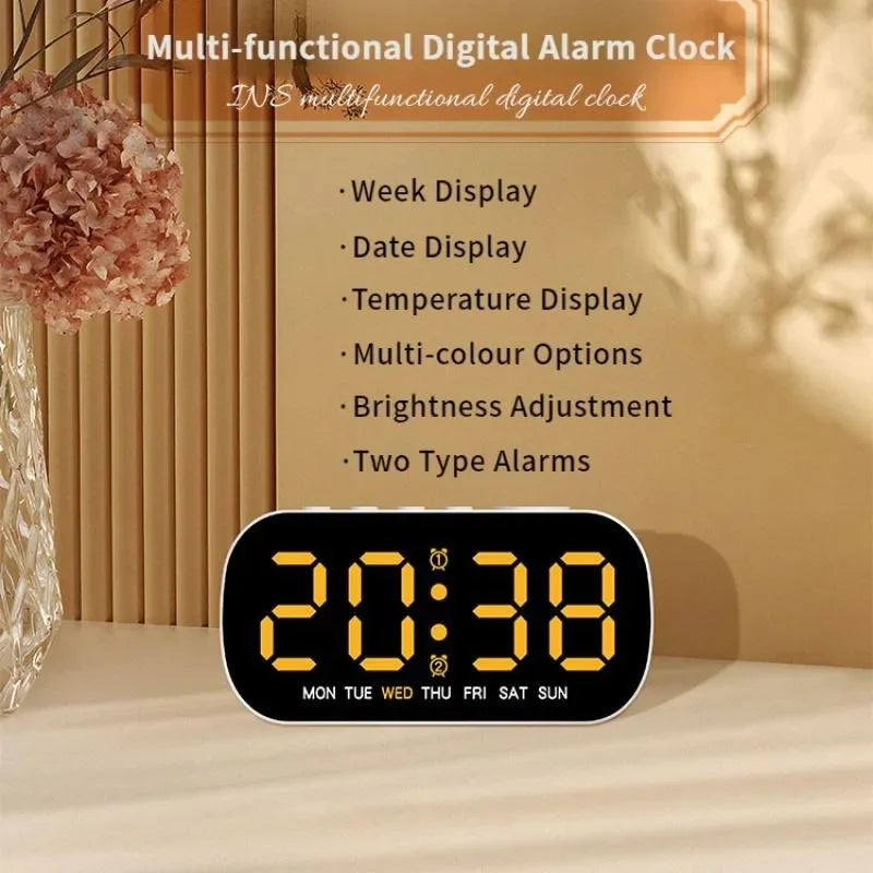 horloge numérique LED multi fonctions alarme date temps blanc vert bleu moderne