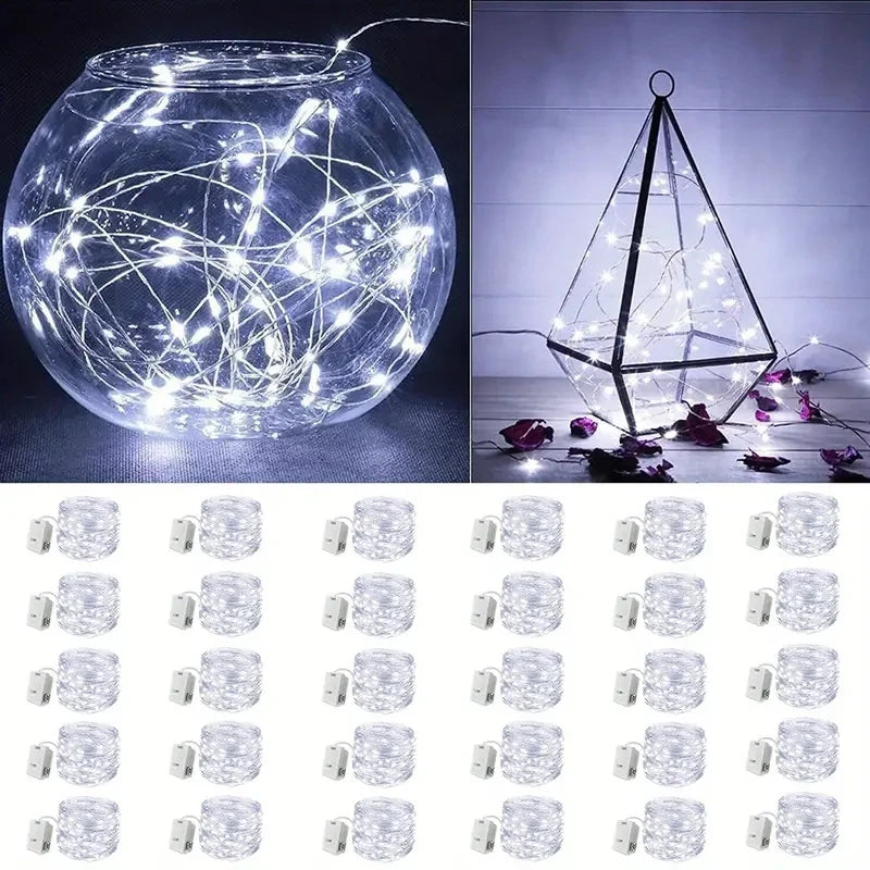 guirlande lumineuse fil cuivre led blanc chaud clips moderne étanche chambre vacances decoration