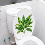cache wc autocollant fleurs tulipes pivoines papillons herbe roches blanc naturel salle bain décoration