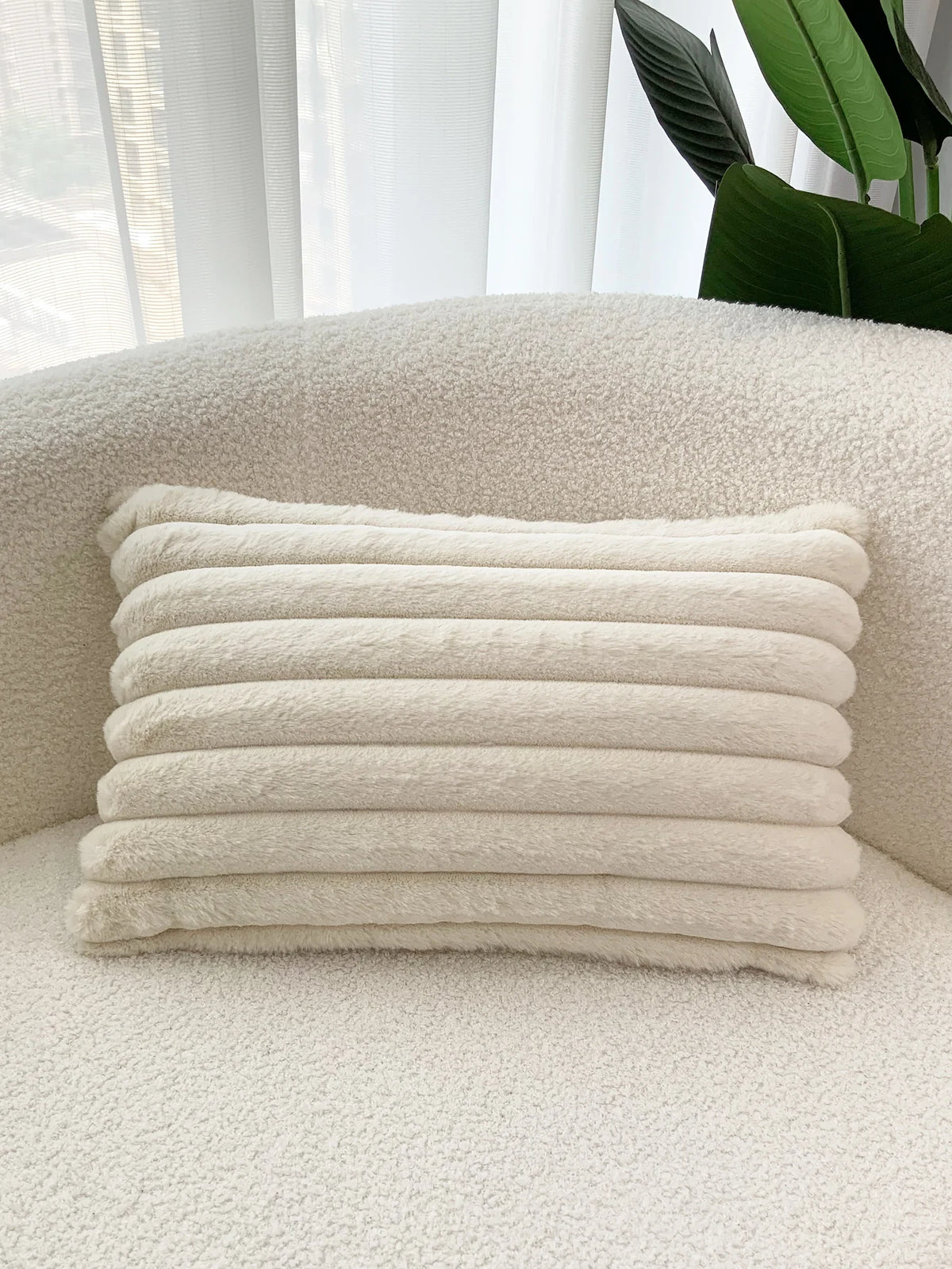 taies d'oreiller décoratives moderne rayées 30x50cm 45x45cm polyester beige clair coussins maison simple fixations