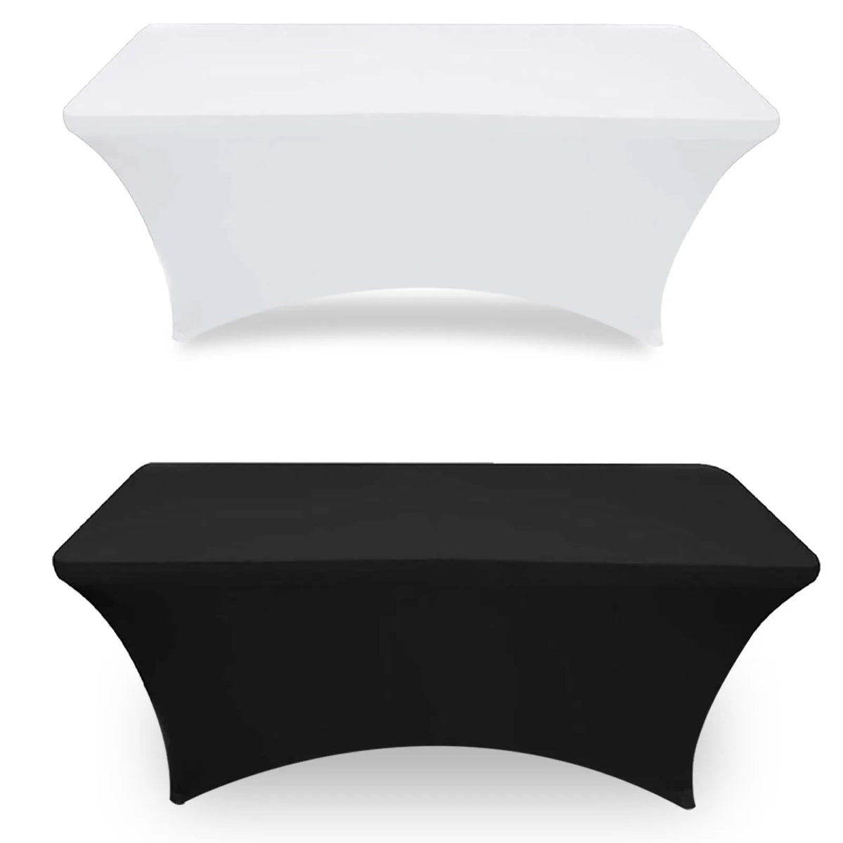 housses table rectangulaires noires blanches imperméables lavables machine modernes banquets fêtes 4ft 6ft