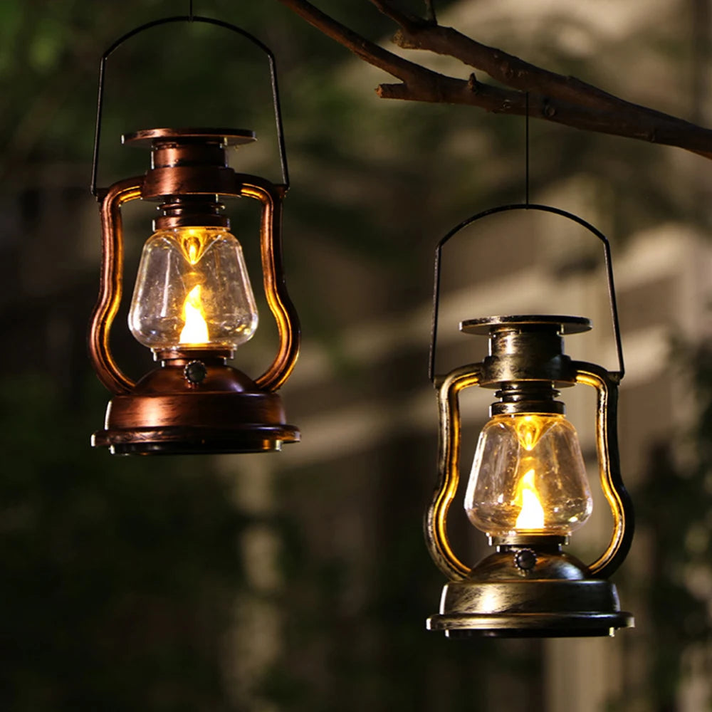 lanterne solaire vintage bronze transparente abat jour annuel suspenduextérieur jardin lumière autoinstallation ip44