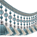 franges perlées bicolores tissu décoratif rideau bordure élégante tressées turquoise bleu rose
