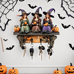 étagère murale décorative sorcières motifs automne couleurs vives halloween clés