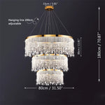 chandelier cristal moderne doré suspension cristaux prismes luxueux transparent multiples formes