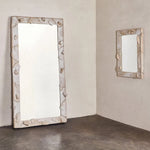 miroir decoratif moderne blanc beige cadre macramé pied maison art deco