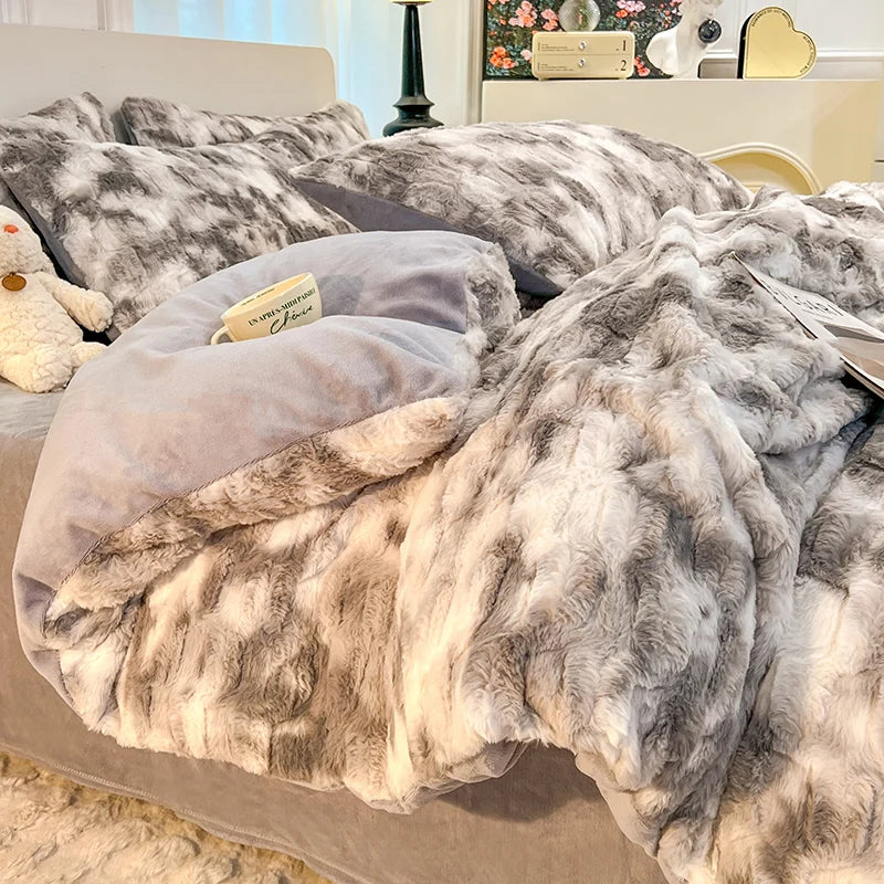 Parure de lit double face montrant le côté flanelle polaire