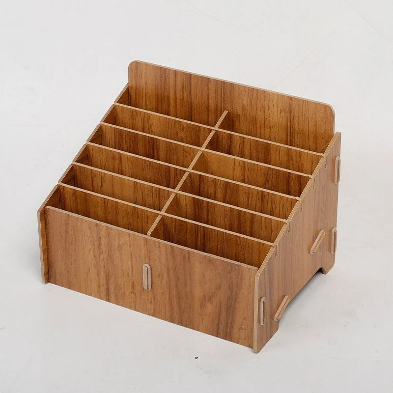 boîte rangement bois naturelle moderne grilles divisées bijoux accessoires rose marron minimaliste