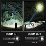 lampe poche led rechargeable zoom écran numérique 15w 100mètres noir texturé moderne