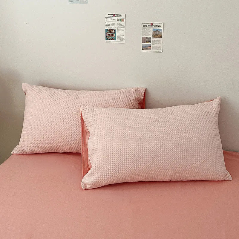 protège oreiller coton texture relief moderne enveloppe blanc maison pièces