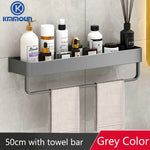 étagère murale moderne étagère salle bain aluminium gris laquée fixations adhésives serviettes cosmétiques minimaliste