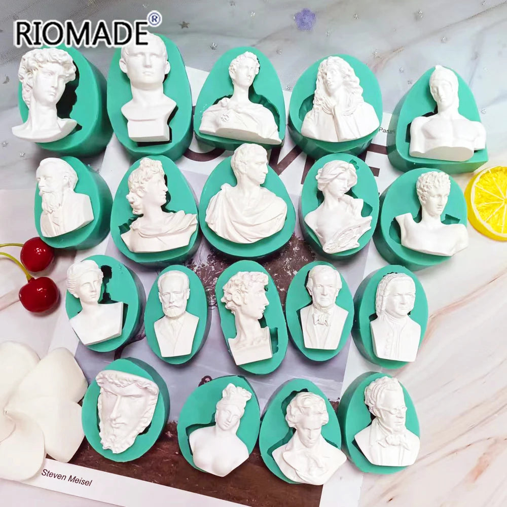 moules silicone bustes sculptés classiques aromathérapie gypse résine époxy decoration gâteau blanc vert
