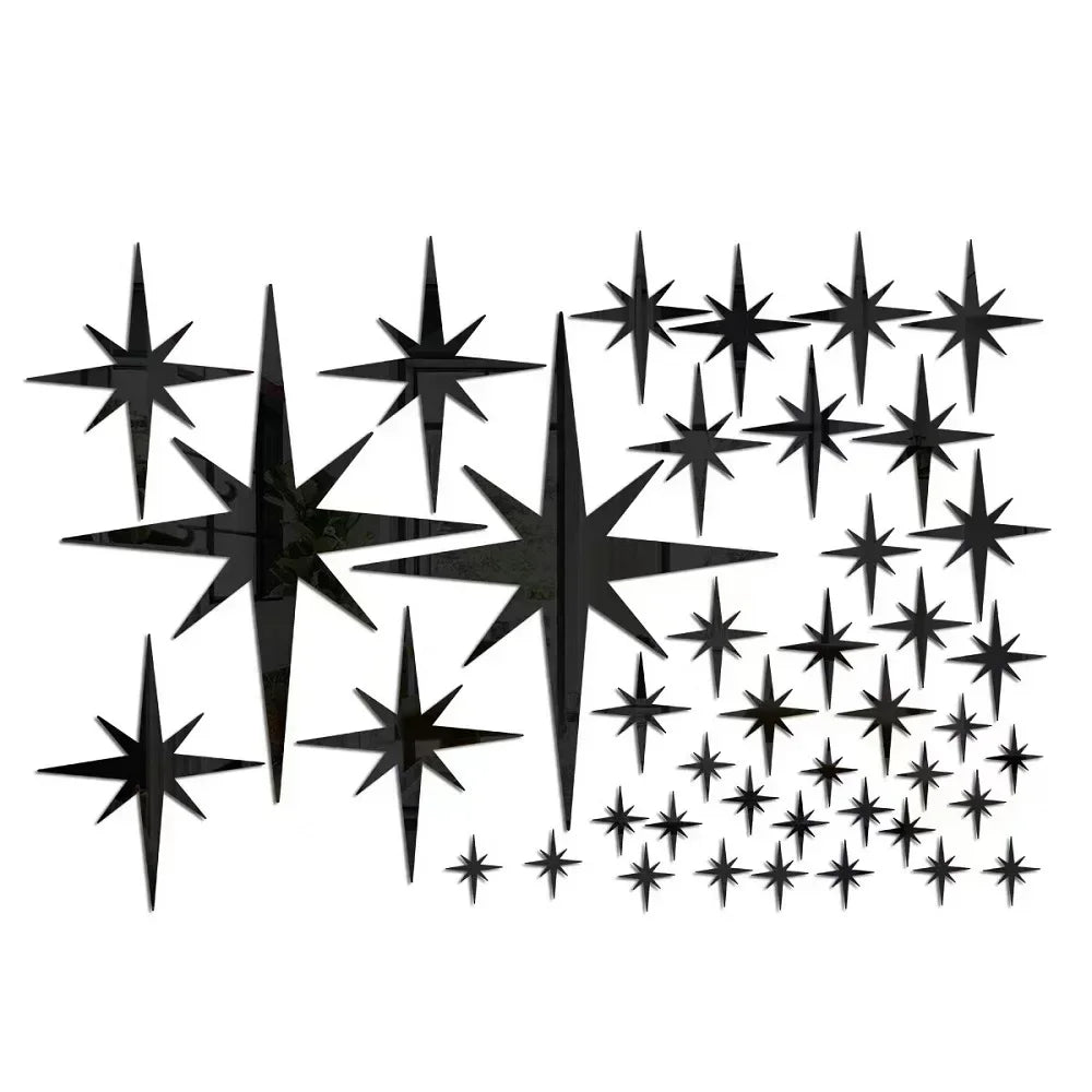 stickers muraux étoiles brillantes moderne 42 pièces adhésifs blanc jaune bleu