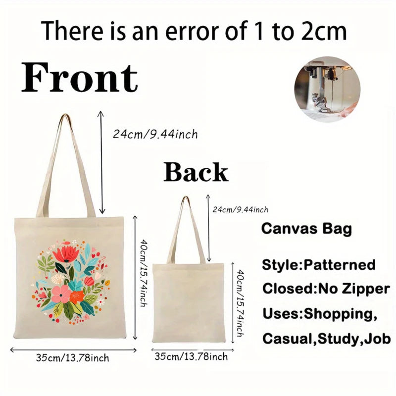 sac main toile floral fleurs colorées fond beige respectueux environnement multi usages