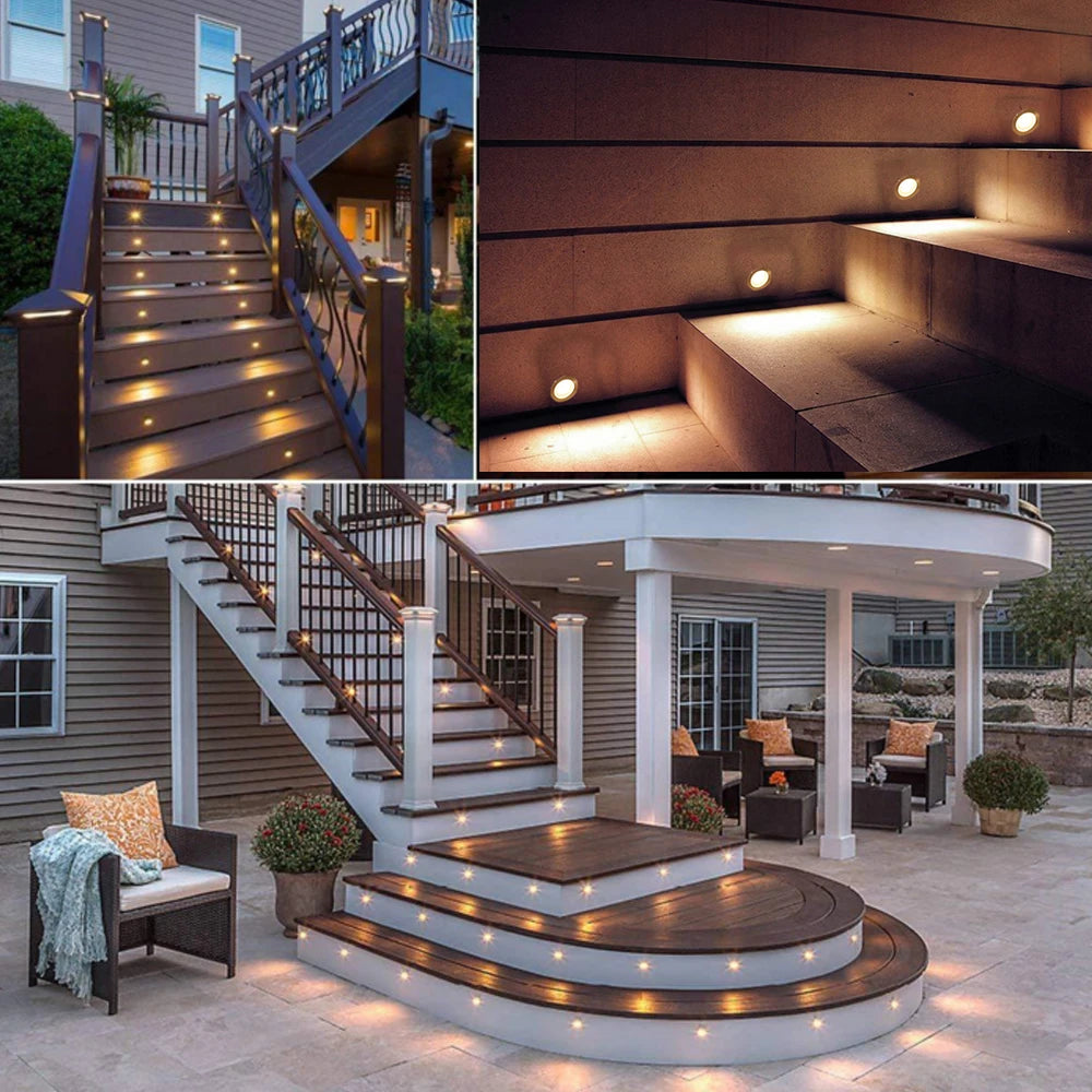lampe led encastrable ip67 étanche blanc moderne jardin terrasse vis fixation câbles adaptateurs