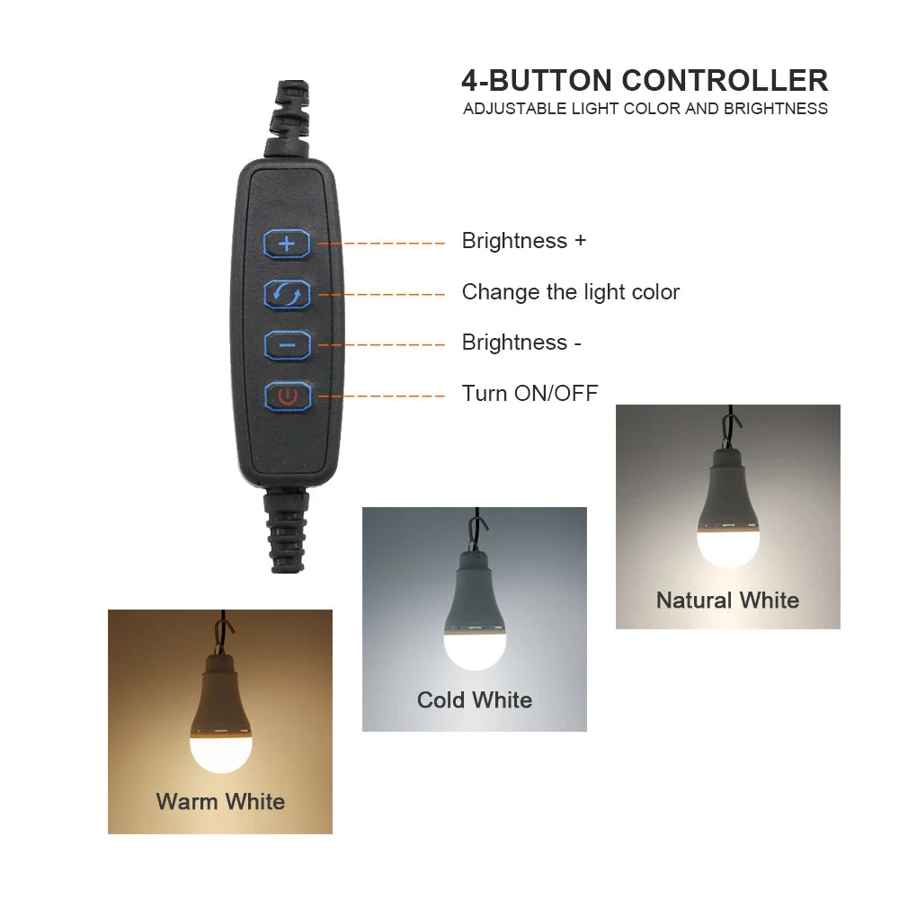 ampoule led blanc moderne 3w usb dimmable 62led contrôleur boutons camping nocturneurgence