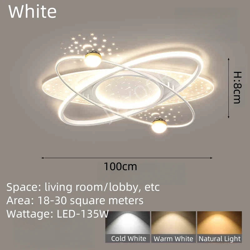 luminaire suspendu moderne étoiles constellation blanc bleu or chambre salon