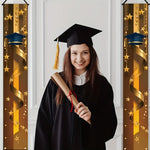 rideau porte fête diplômes étoiles or rubans caps académique clips